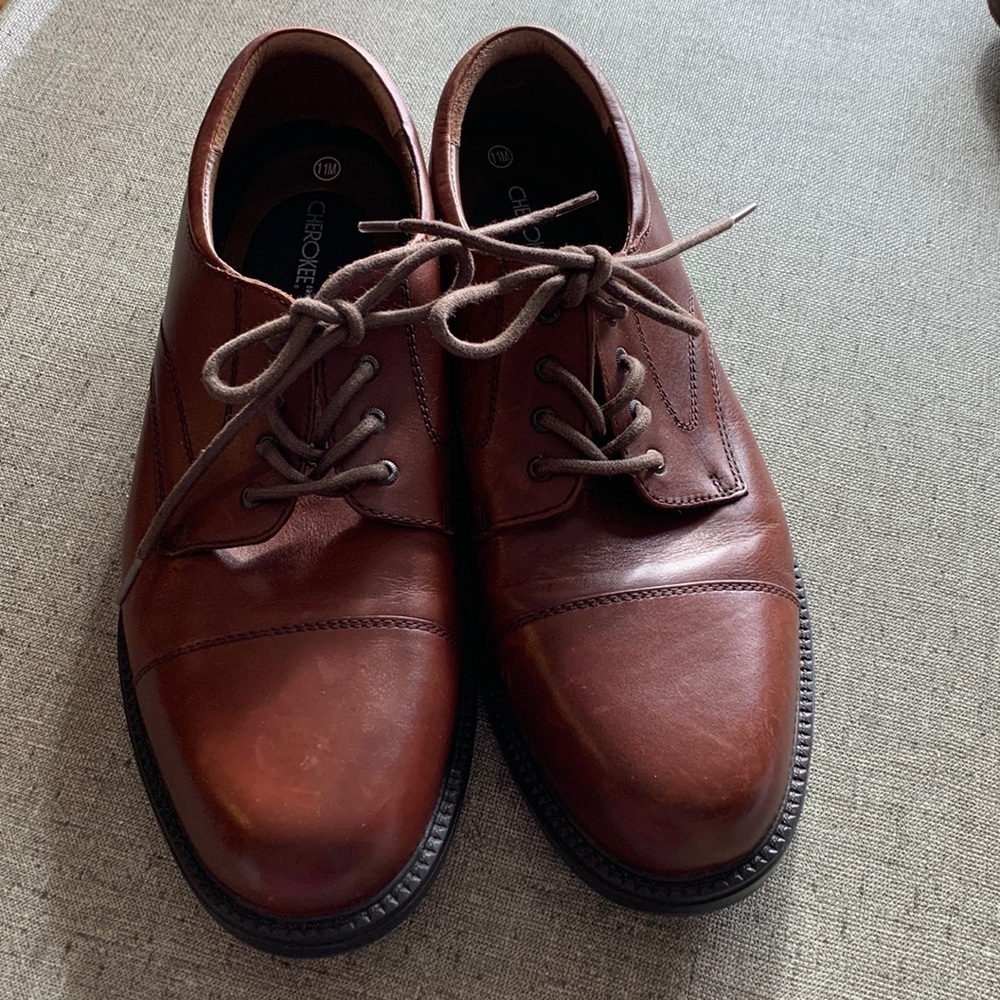 Cherokee Mens Brown Leather Oxford. The “ THEO”. Casual or Dress Lace-up. 11M.  
